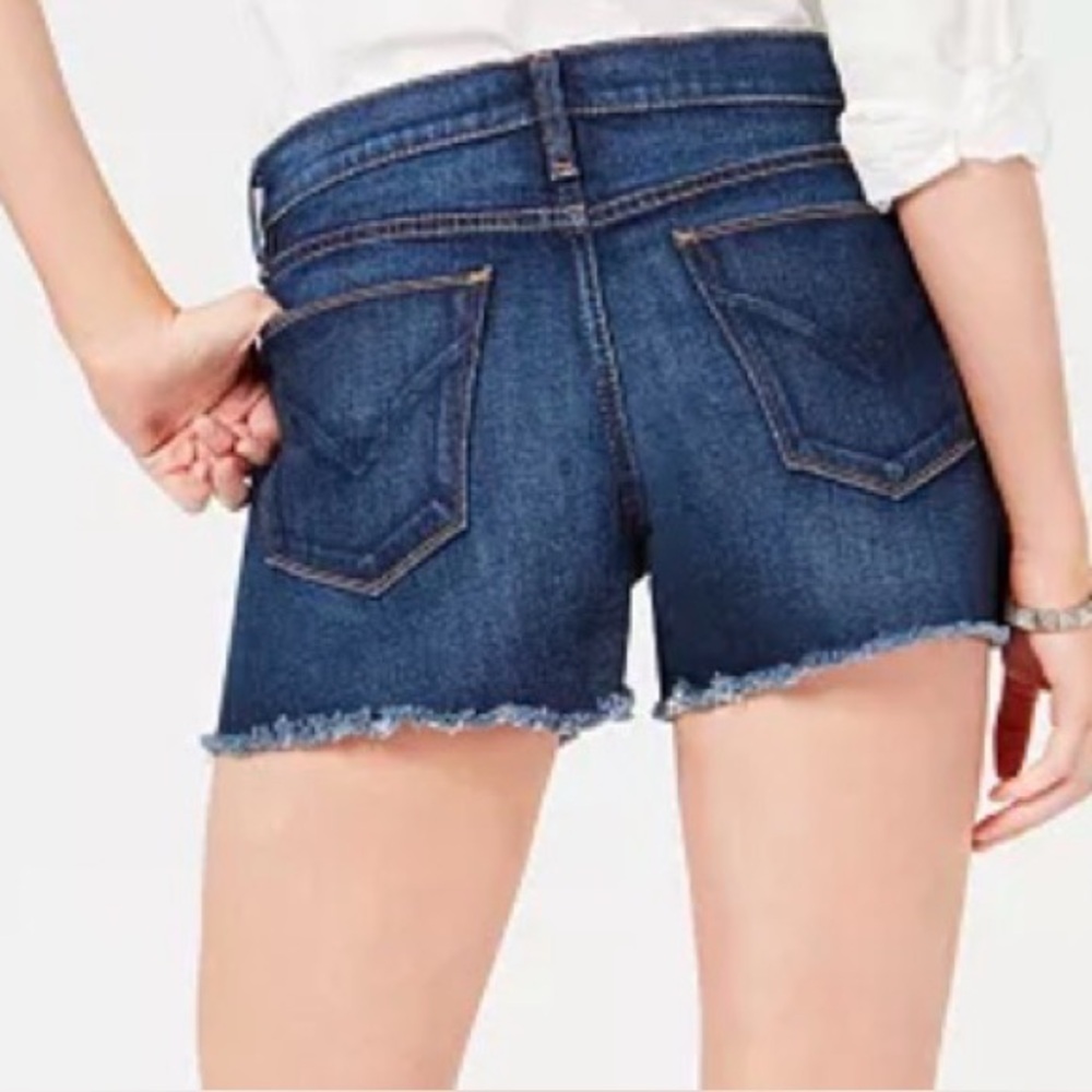 Hudson Gemma Dark Wash Frayed Jean Shorts size 27 Mid Rise